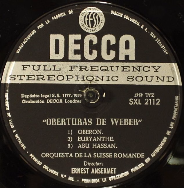 DECCA SXL 2112 - Carl Maria von Weber, Ernest Ansermet, L'Orches - Image 4