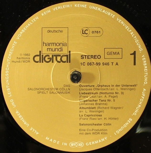 Deutsche Harmonia Mundi 1C 067 1999461 - Das Salonorchester Cöll - Image 3