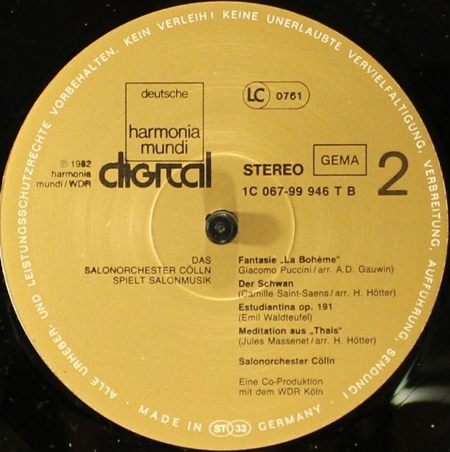 Deutsche Harmonia Mundi 1C 067 1999461 - Das Salonorchester Cöll - Image 4