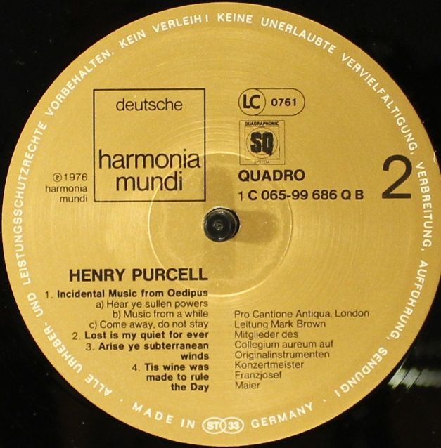 Deutsche Harmonia Mundi 1C 065-99 686 Q - Henry Purcell, Pro Can - Image 6