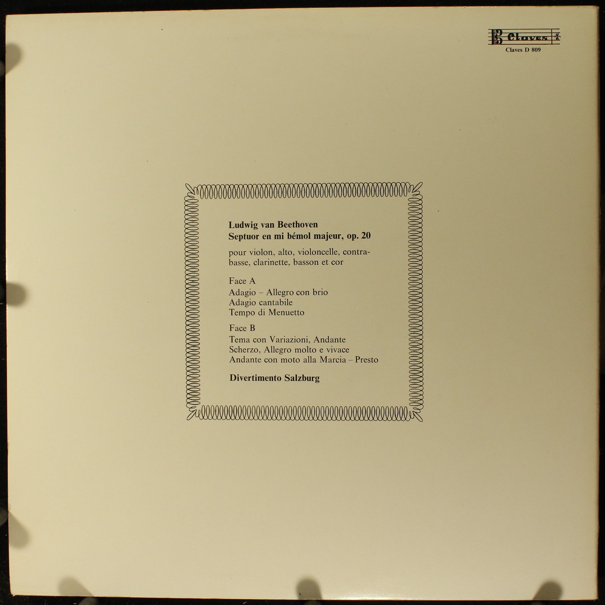 Claves D 809 - Ludwig van Beethoven, Divertimento Salzburg - Sep - Image 2