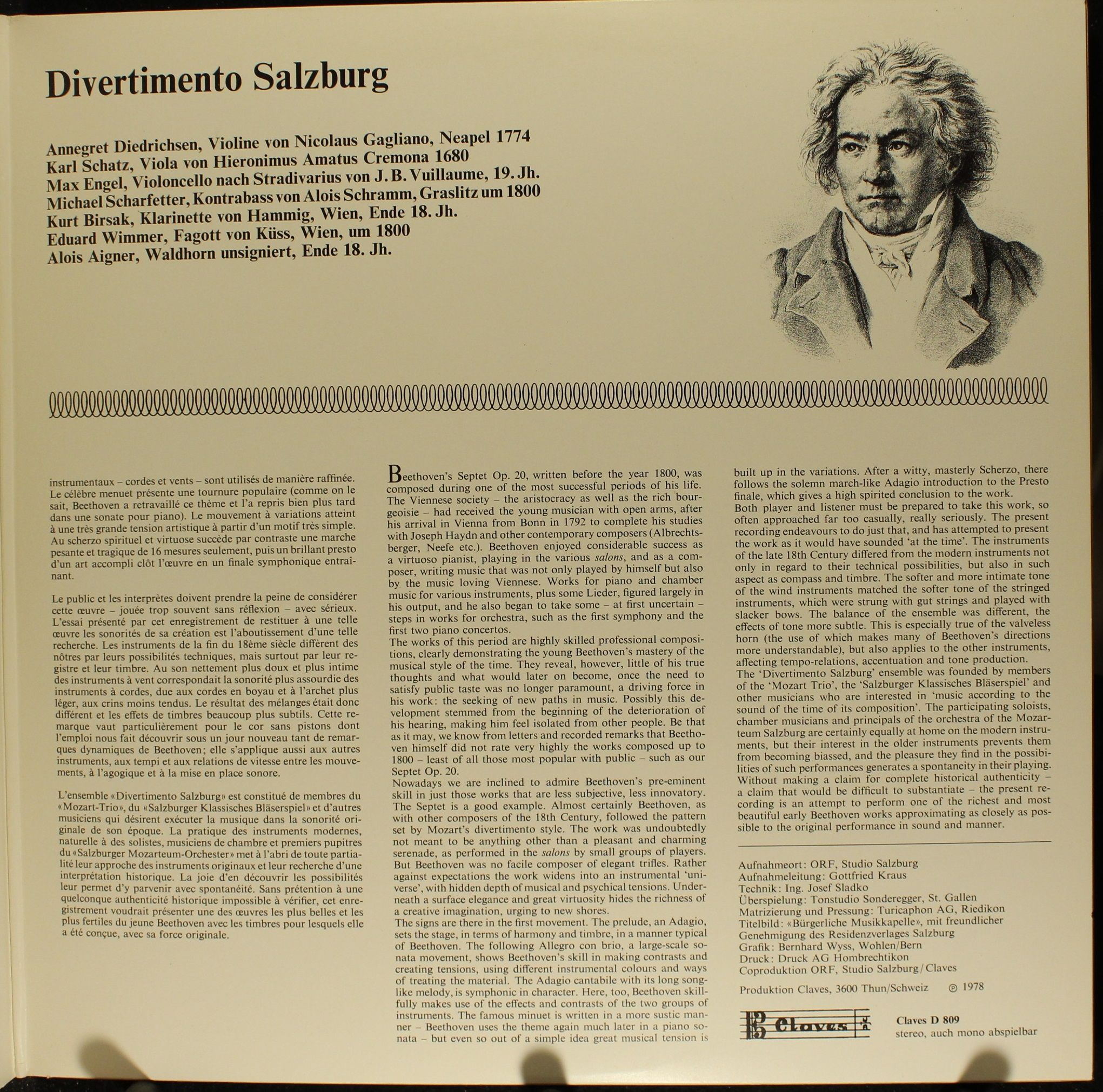 Claves D 809 - Ludwig van Beethoven, Divertimento Salzburg - Sep - Image 3