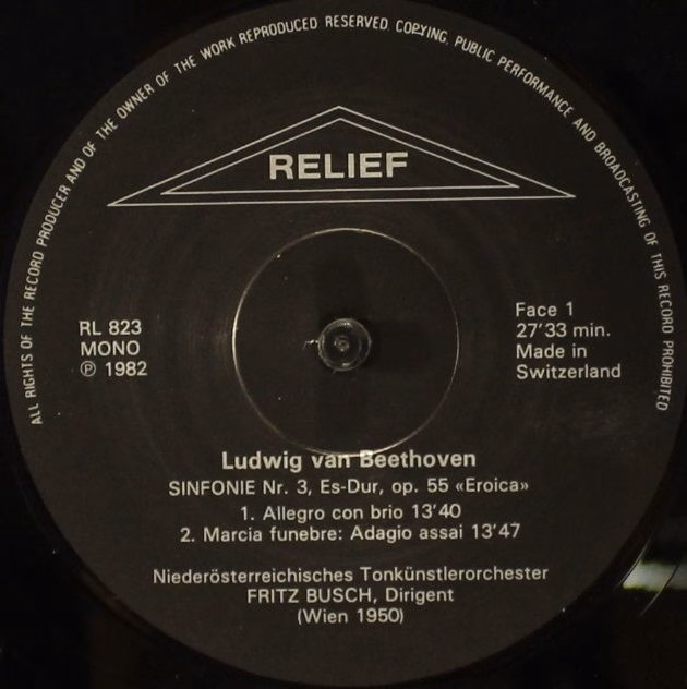Relief RL 823 - Ludwig van Beethoven, Fritz Busch - Symphonie N - Image 5