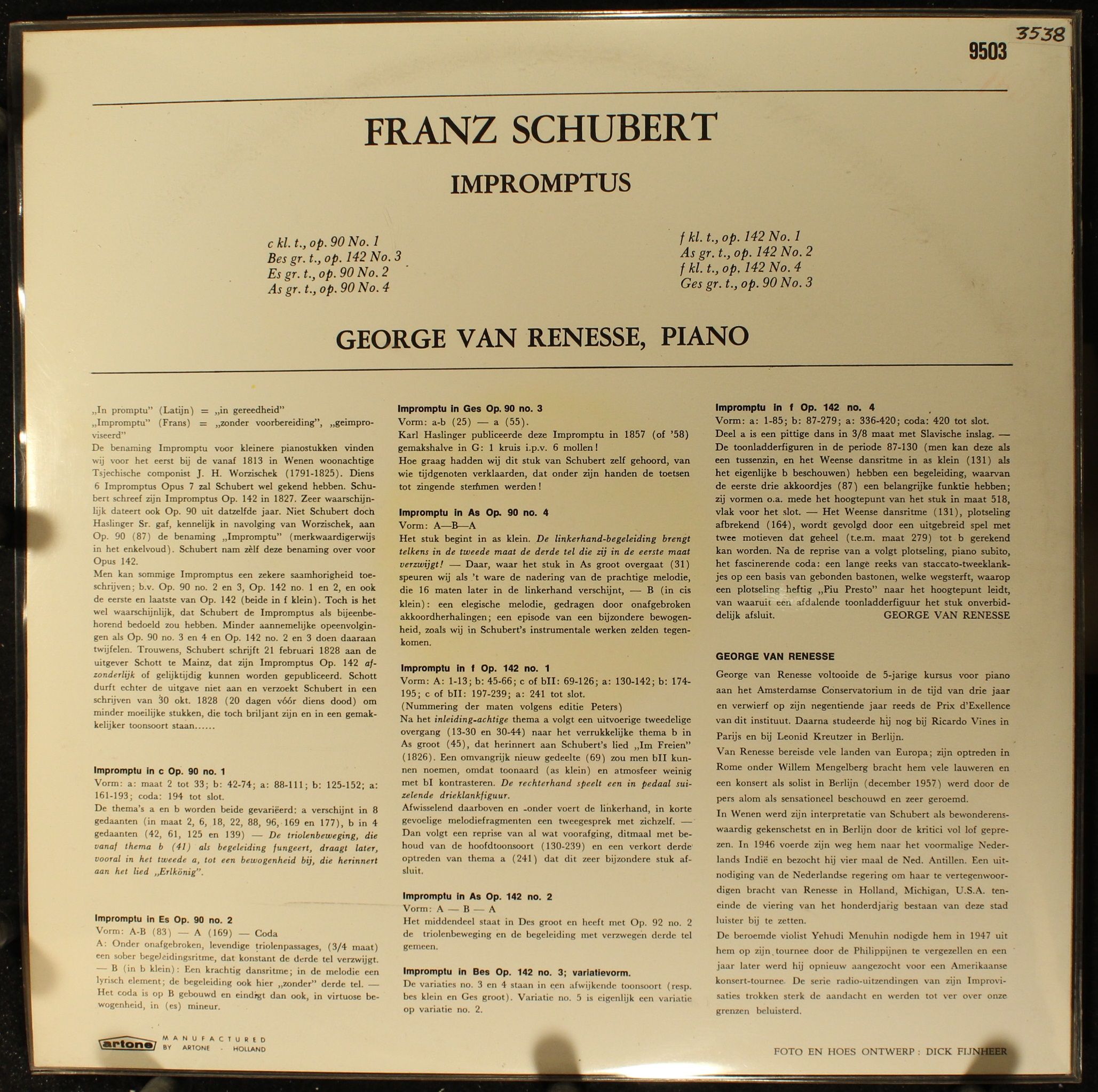 Artone 9503 - Franz Schubert, George Van Renesse - 4 Impromptus - Image 2