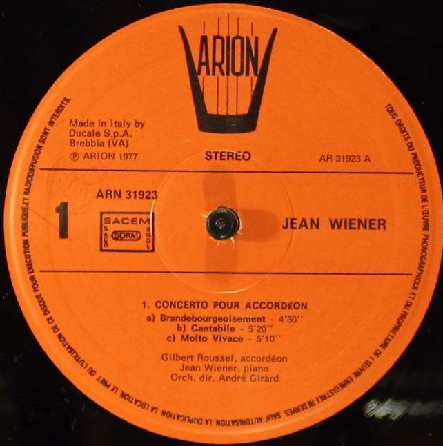 ARION ARN 31923 - Jean Wiener, Gilbert Roussel, André Girard - C - Image 3