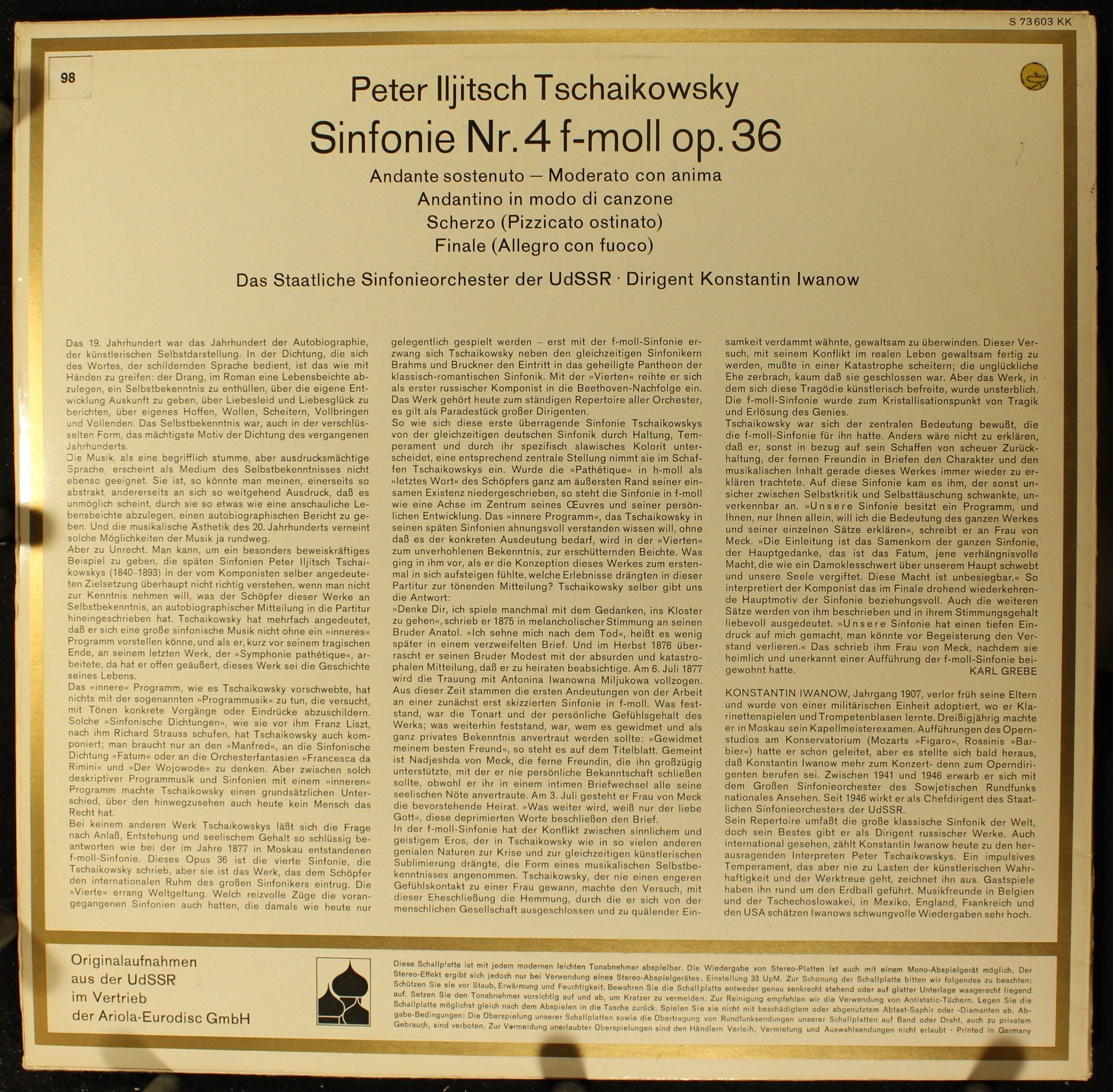 Eurodisc S 73 603 KK - Pyotr Ilyich Tchaikovsky, Russian State S - Image 2