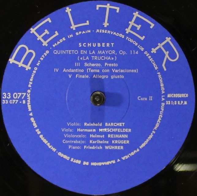 Belter 33.077 - Franz Schubert - Quinteto En La "La Trucha" - Image 4