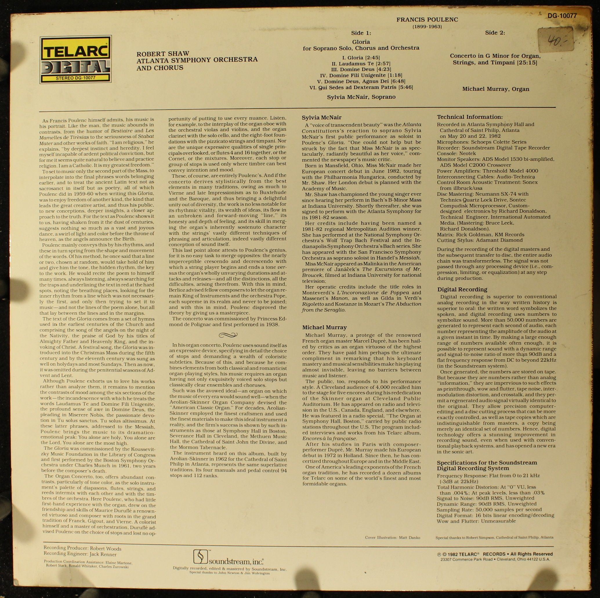 Telarc DG-10077 - Francis Poulenc, Robert Shaw, Atlanta Symphony - Image 2