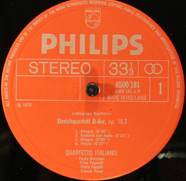 Philips 6500 181 - Ludwig van Beethoven, Quartetto Italiano - St - Image 3