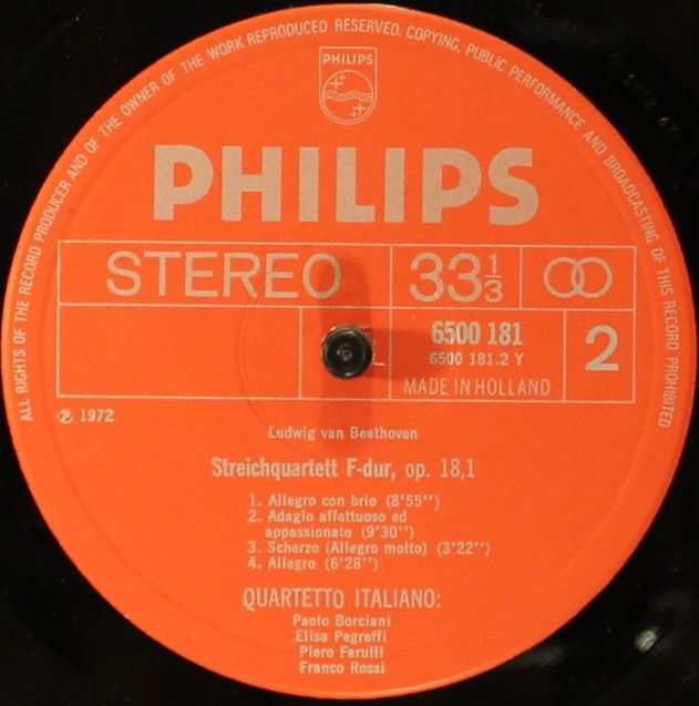 Philips 6500 181 - Ludwig van Beethoven, Quartetto Italiano - St - Image 4