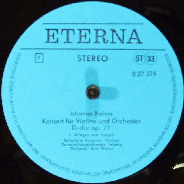 Eterna 8 27 374 - Johannes Brahms, Salvatore Accardo, Gewandhaus - Image 3