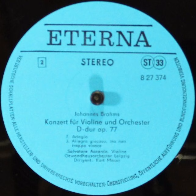 Eterna 8 27 374 - Johannes Brahms, Salvatore Accardo, Gewandhaus - Image 4
