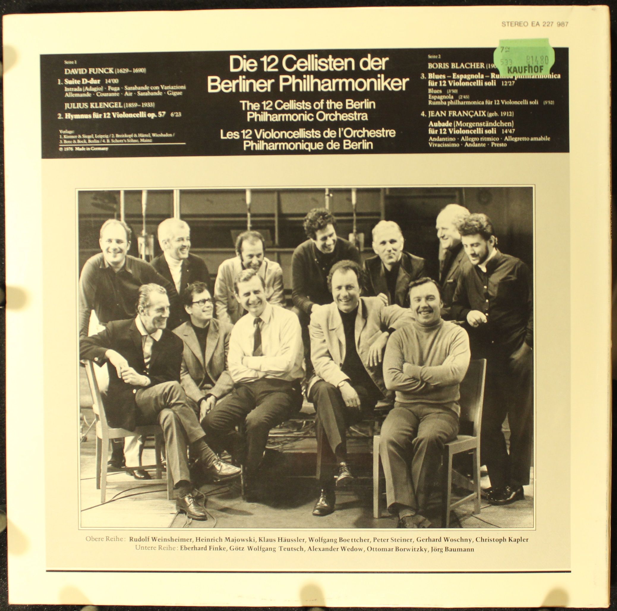 BASF EA 227 987 - Die 12 Cellisten Der Berliner Philharmoniker, - Image 2