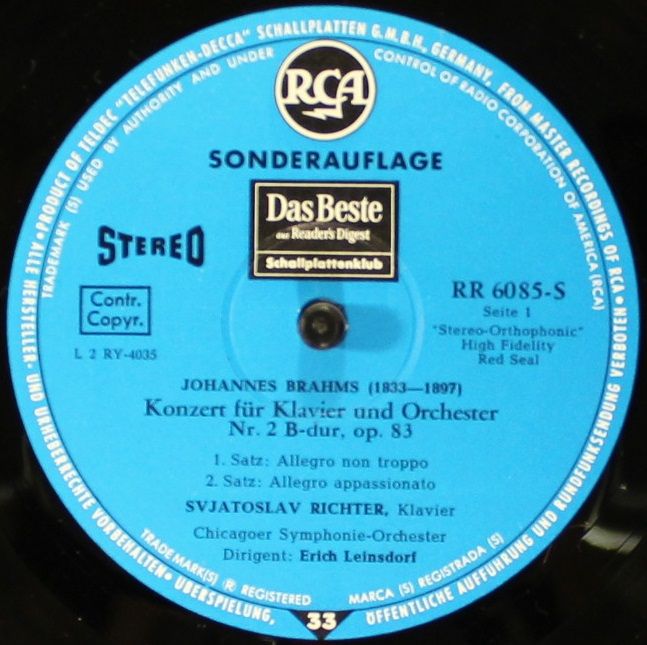 RCA RR 6085-M - Johannes Brahms, Sviatoslav Richter, Chicago Sym - Image 3