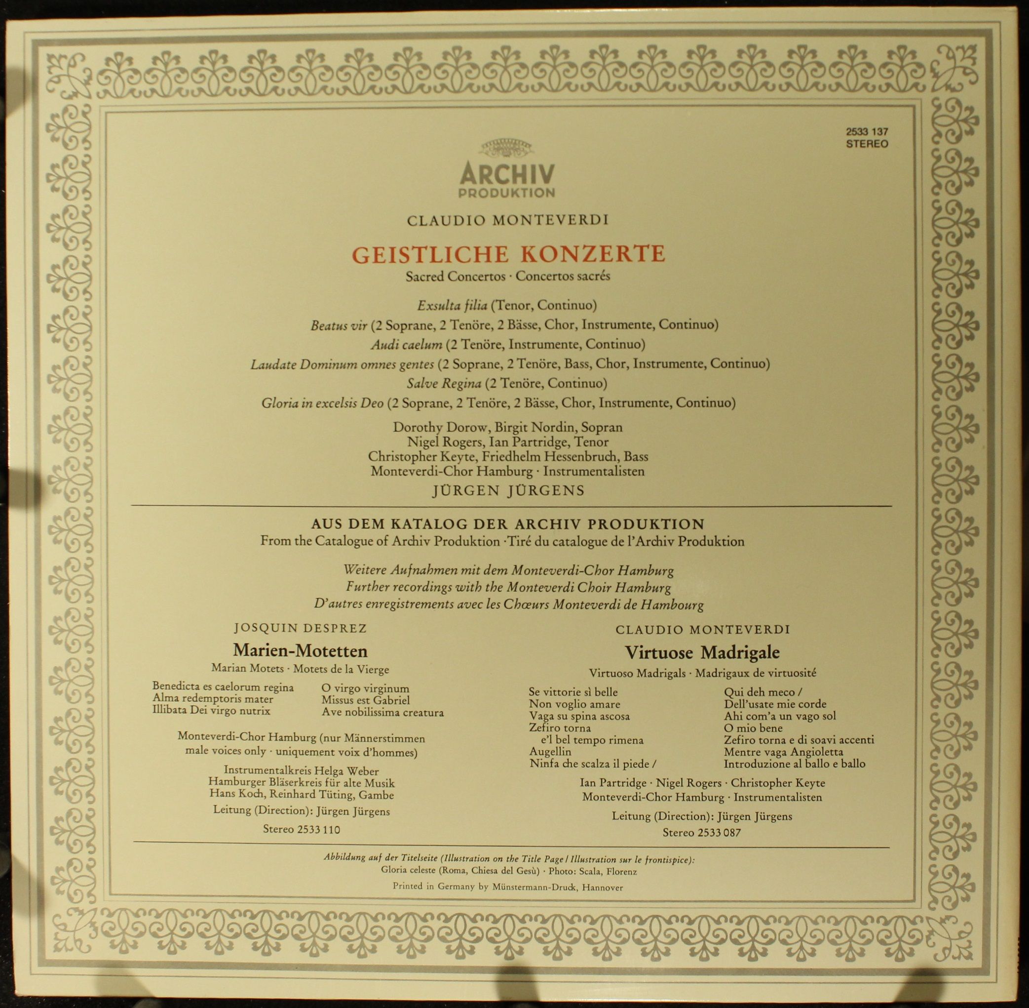 Archiv Produktion 2533 137 - Claudio Monteverdi, Dorothy Dorow, - Image 2