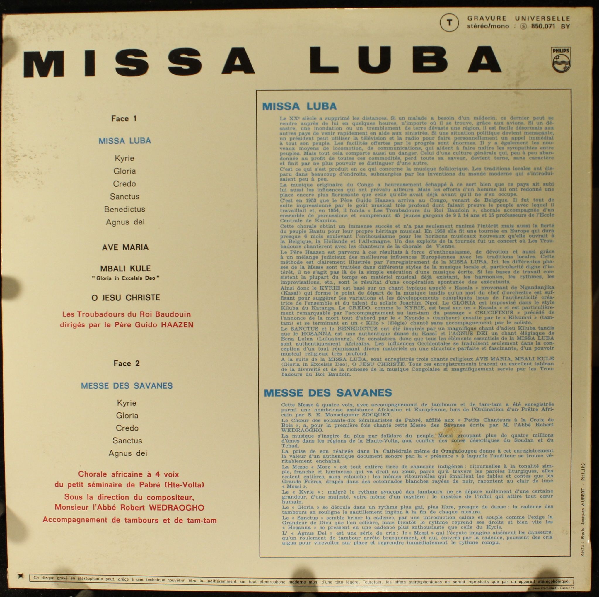 Philips 850.071 BY - Les Troubadours Du Roi Baudouin - Missa Lub - Image 2