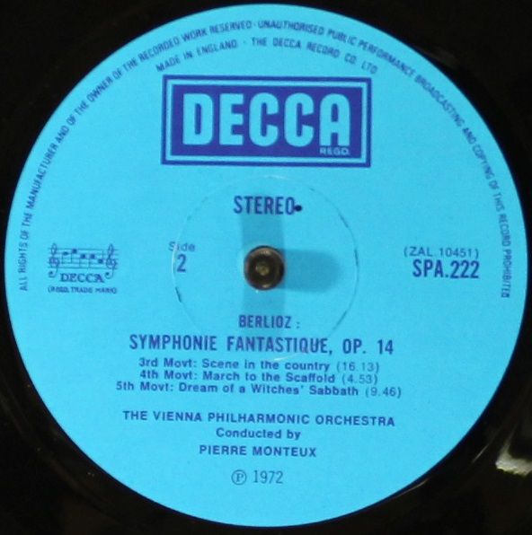 DECCA SPA 222 - Hector Berlioz, Wiener Philharmoniker, Pierre Mo - Image 4