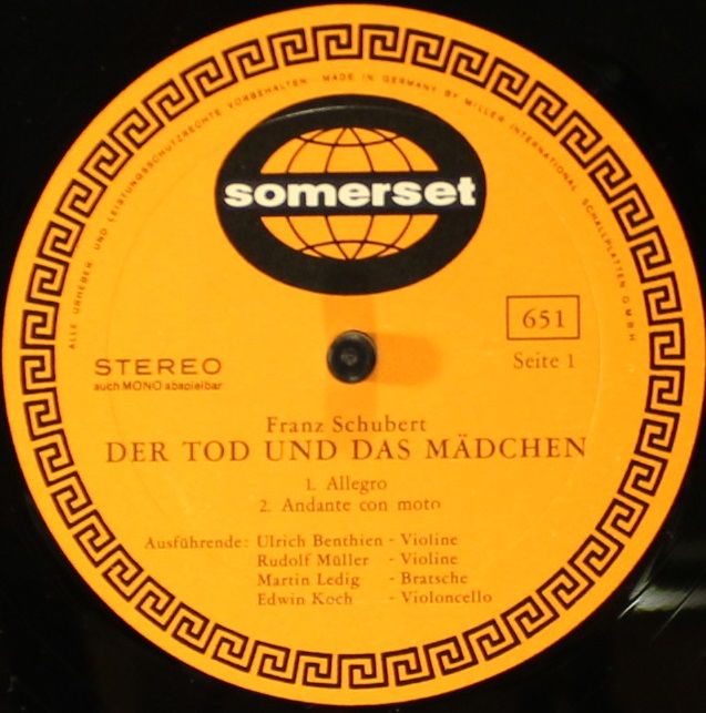 Somerset 651 - Franz Schubert, Benthien Quartet - Der Tod Und Da - Image 3