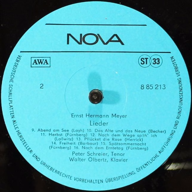 Nova 8 85 213 - Ernst Hermann Meyer, Peter Schreier - Lieder Mit - Image 4