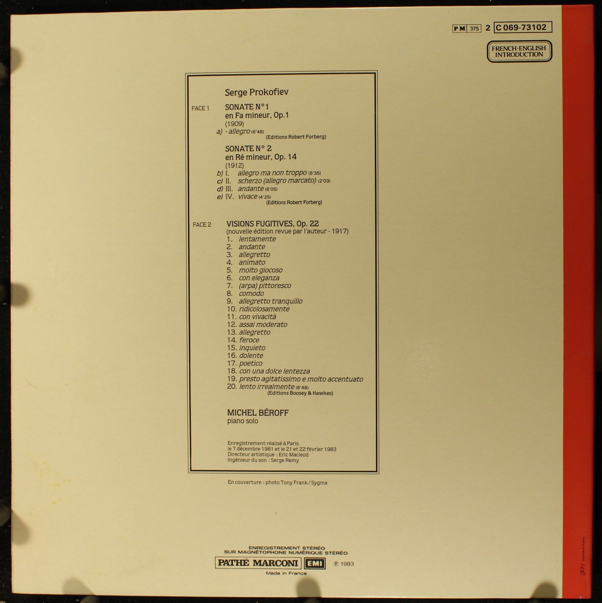 La Voix De Son Maître C 069-73102 - Sergei Prokofiev, Michel Bér - Image 2