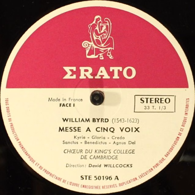 Erato STE 50196 - William Byrd, The King's College Choir Of Camb - Image 3
