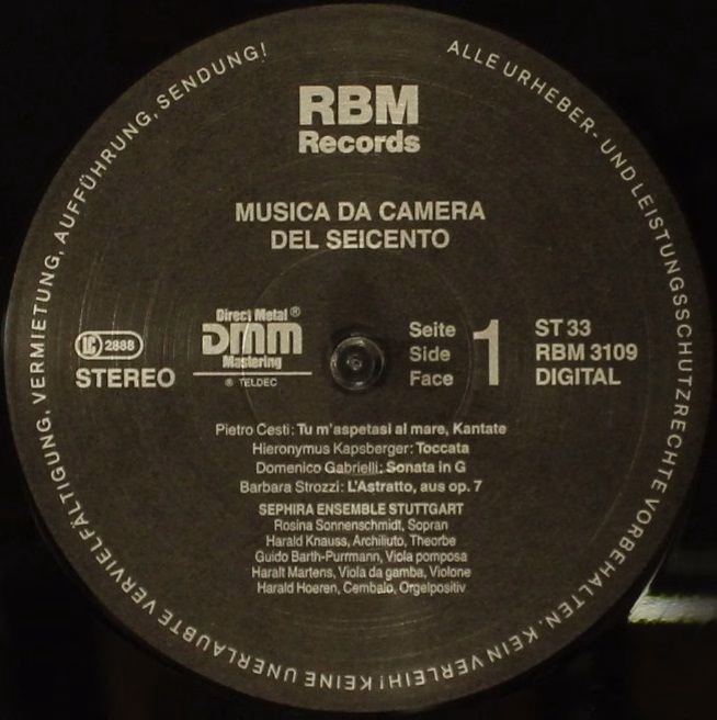 RBM Records RBM 3109 - Sephira Ensemble Stuttgart - Musica Da Ca - Image 4