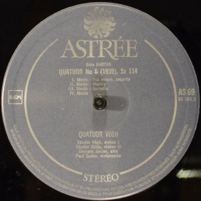 Astree AS 69 - Béla Bartók, Quatuor Végh - Quatuor N° 5 (1934) / - Image 7