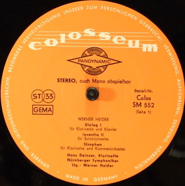 Colosseum Colos SM 552 - Werner Heider - Musik Für Klarinette - Image 5