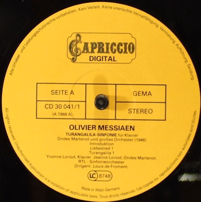 Capriccio CD 30 041/1-2 - Olivier Messiaen, Yvonne Loriod, Jeann - Image 8