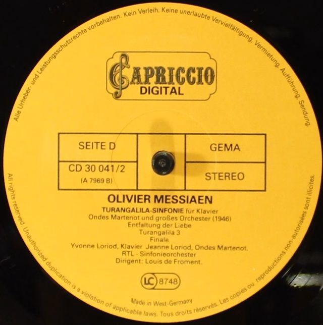 Capriccio CD 30 041/1-2 - Olivier Messiaen, Yvonne Loriod, Jeann - Image 6