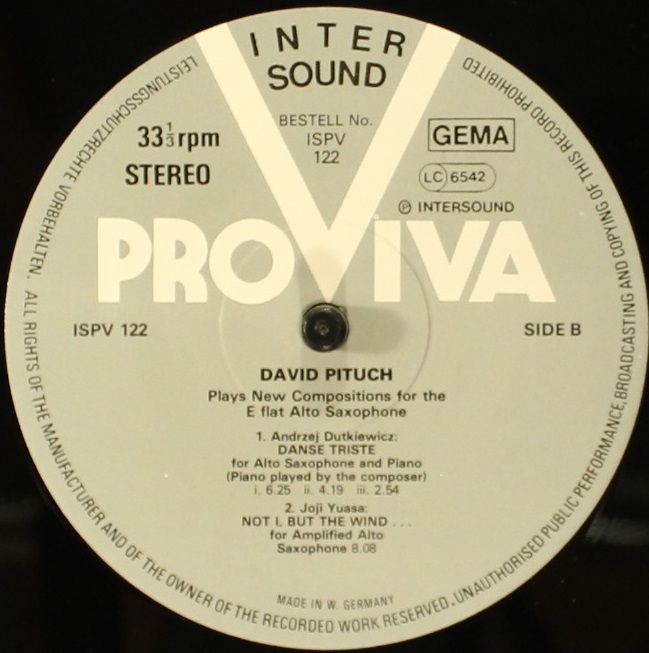 Pro Viva ISPV 122 - David Pituch - Plays The New Compositions Fo - Image 3