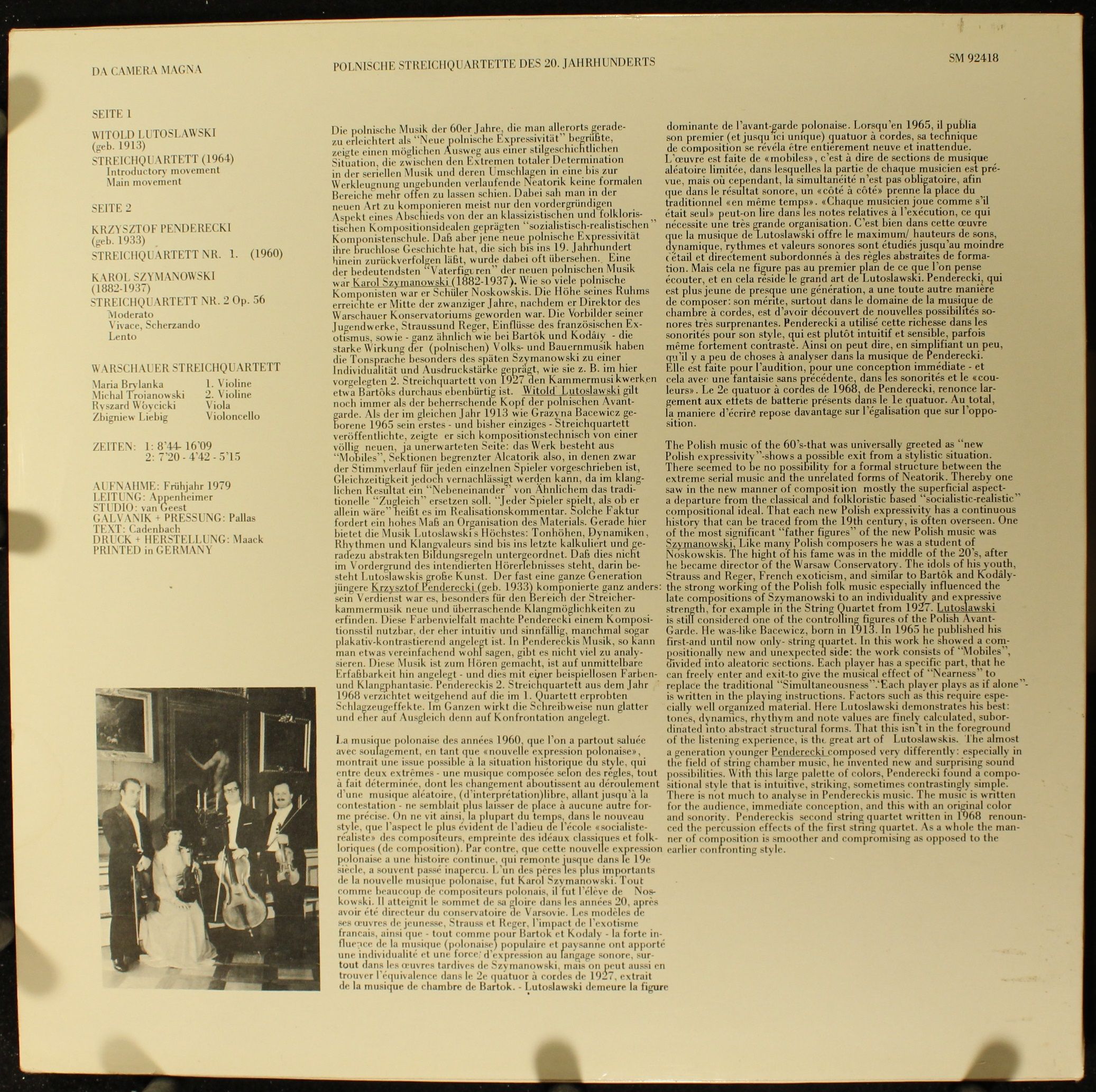 Da Camera Magna SM 92418 - Witold Lutoslawski, Krzysztof Pendere - Image 2