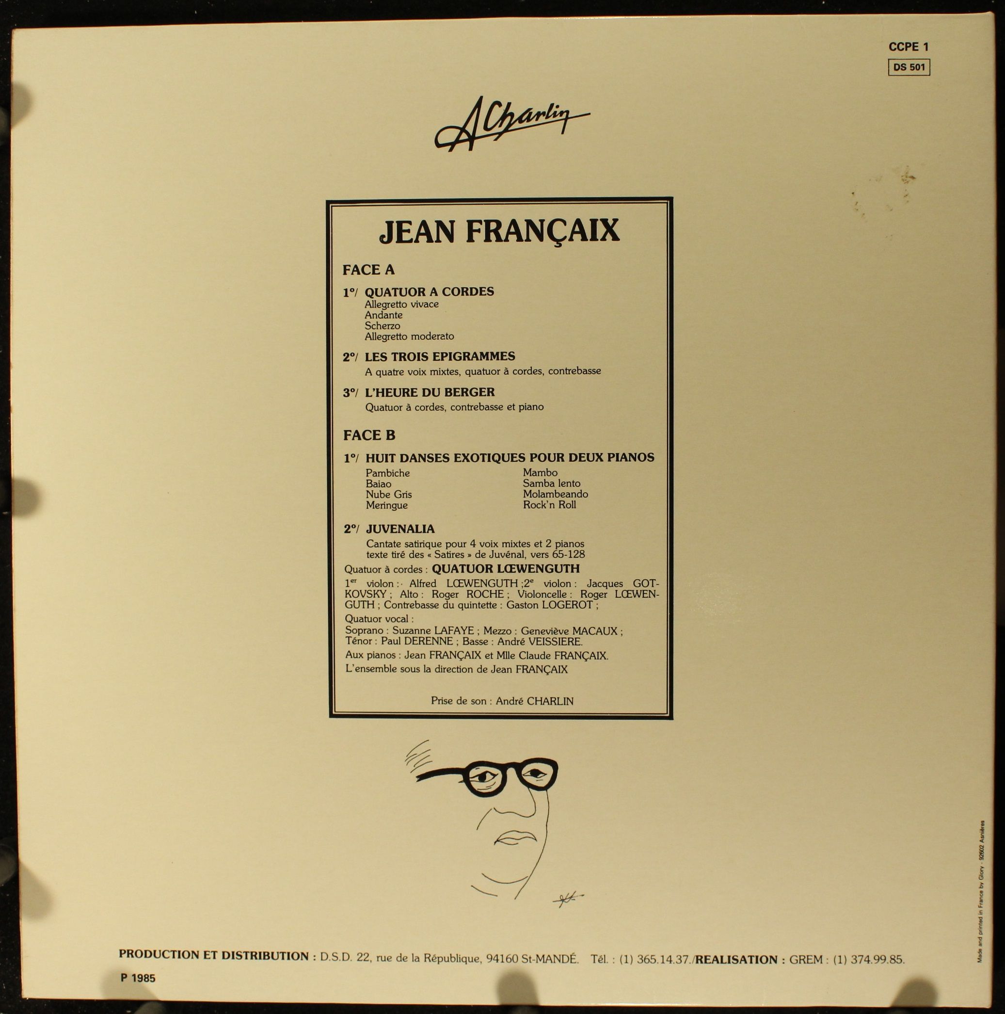Disques A Charlin CCPE 1 - Jean Françaix, Quatuor Loewenguth - Q - Image 3