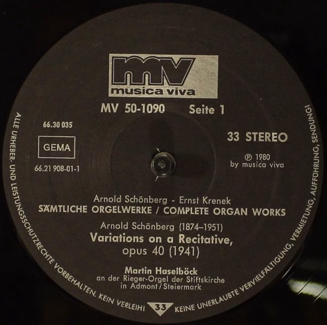 Musica Viva MV 50-1090 - Arnold Schoenberg, Ernst Krenek, Martin - Image 7