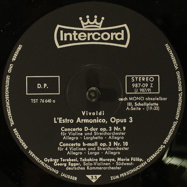 Intercord 29 987 - Antonio Vivaldi, Südwestdeutsches Kammerorche - Image 7