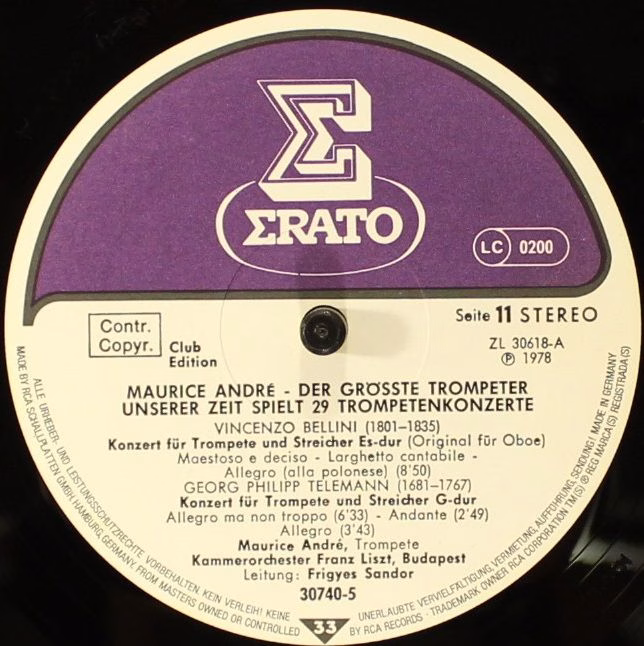 Erato 30 740-5 - Maurice André - Spielt 29 Trompetenkonzerte - Image 14