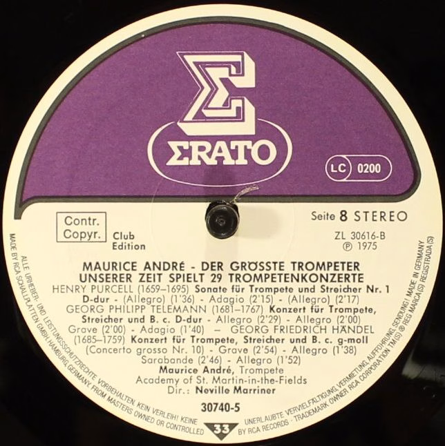 Erato 30 740-5 - Maurice André - Spielt 29 Trompetenkonzerte - Image 6