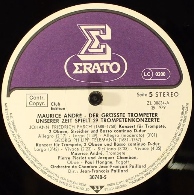 Erato 30 740-5 - Maurice André - Spielt 29 Trompetenkonzerte - Image 8