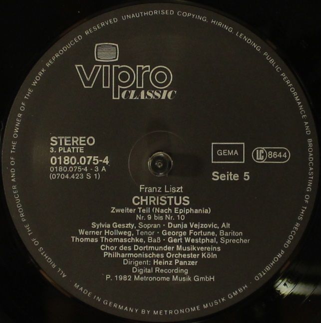 Vipro Classic 0180.0754 - Franz Liszt, Sylvia Geszty, Dunja Vejz - Image 4