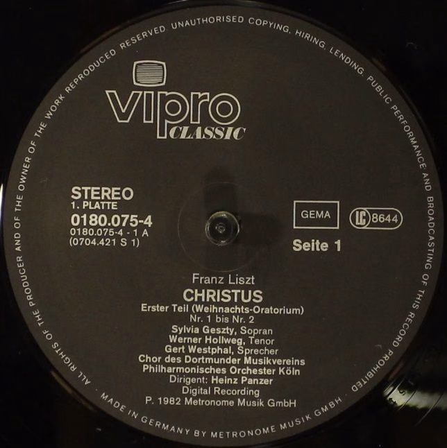 Vipro Classic 0180.0754 - Franz Liszt, Sylvia Geszty, Dunja Vejz - Image 8