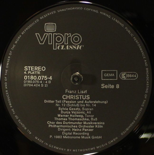 Vipro Classic 0180.0754 - Franz Liszt, Sylvia Geszty, Dunja Vejz - Image 9