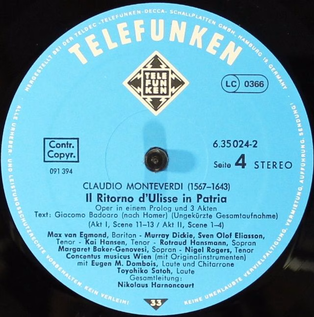 Telefunken SKB 23-T/1-4 - Claudio Monteverdi, Concentus Musicus - Image 11
