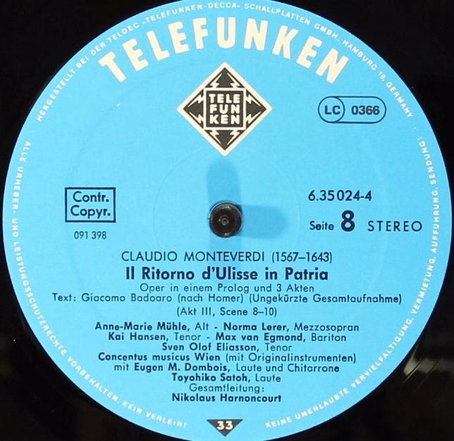 Telefunken SKB 23-T/1-4 - Claudio Monteverdi, Concentus Musicus - Image 8