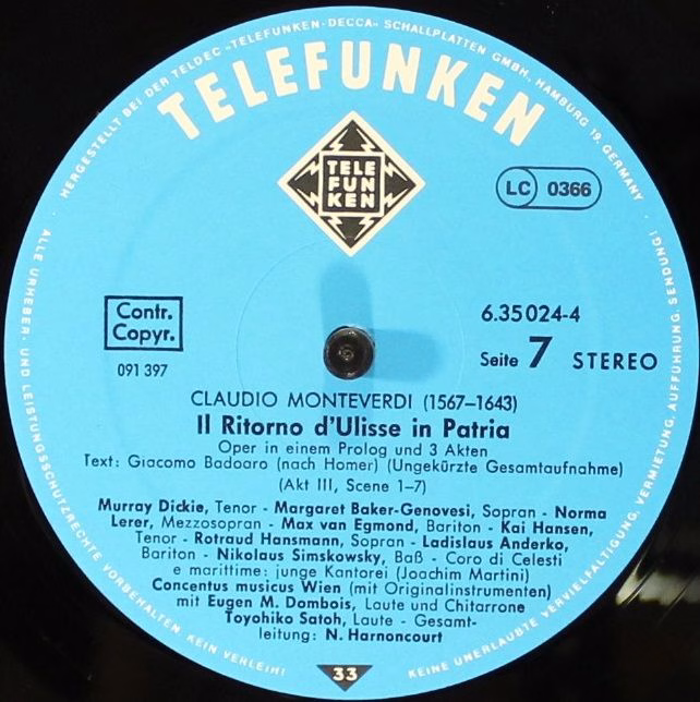 Telefunken SKB 23-T/1-4 - Claudio Monteverdi, Concentus Musicus - Image 10