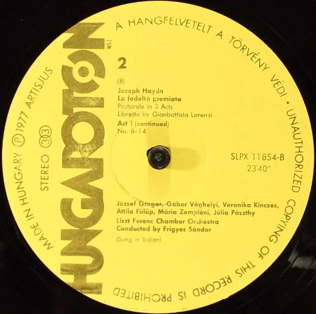Hungaroton SLPX 11854-57 - Joseph Haydn - La Fedeltà Premiata - Image 4