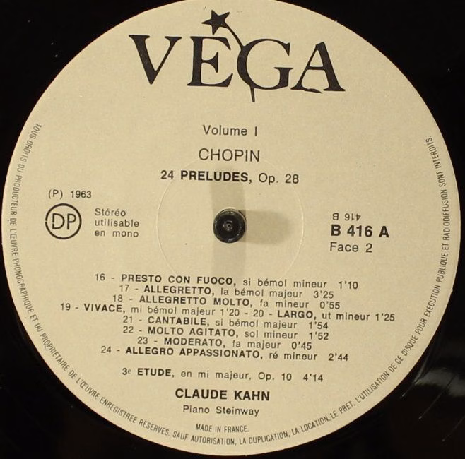 VEGA B 416/18 - Claude Kahn, Frédéric Chopin, Pyotr Ilyich Tchai - Image 8