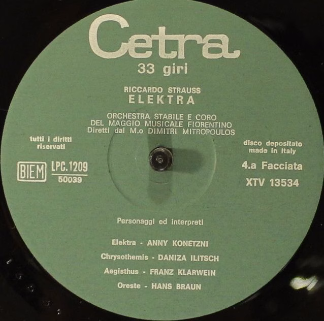 Cetra 1209 - Richard Strauss, Dimitri Mitropoulos - Elektra - Image 7