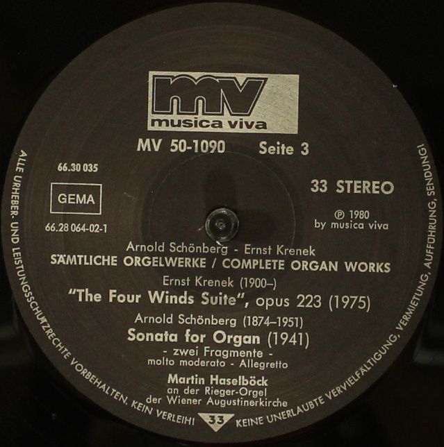 Musica Viva MV 50-1090 - Arnold Schoenberg, Ernst Krenek, Martin - Image 7