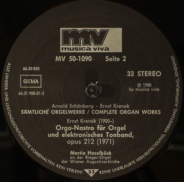 Musica Viva MV 50-1090 - Arnold Schoenberg, Ernst Krenek, Martin - Image 8