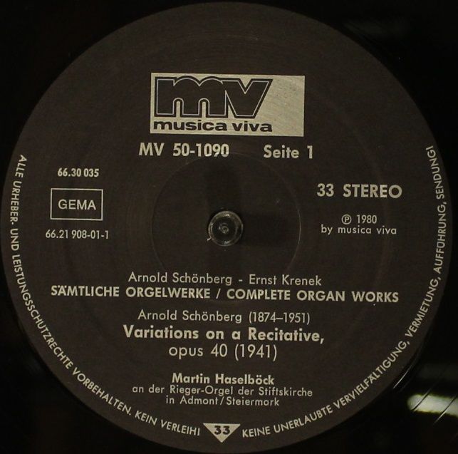 Musica Viva MV 50-1090 - Arnold Schoenberg, Ernst Krenek, Martin - Image 5